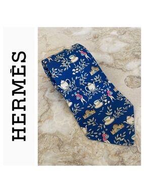 Hermes 100% Silk Printed Tie
